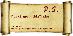 Plakinger Sándor névjegykártya